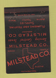 Matchbook Cover - Milstead Plumbing Heating Supply Waco Austin TX 40 Strike
