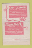Matchbook Cover - Mission Motel Capitol Motel Salt Lake City Price UT 40 Stick