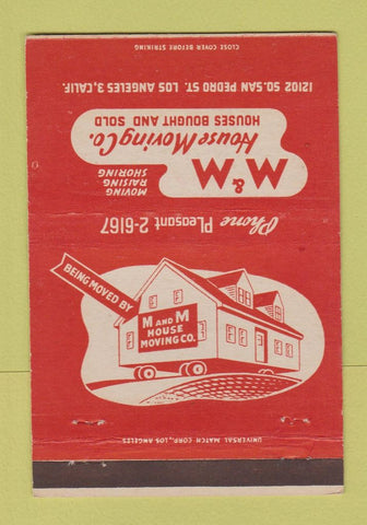 Matchbook Cover - M&M House Moving Los Angeles CA 40 Strike