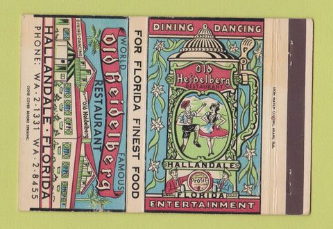 Matchbook Cover - Old Heidelberg Restaurant Hallandale FL 40 Strike