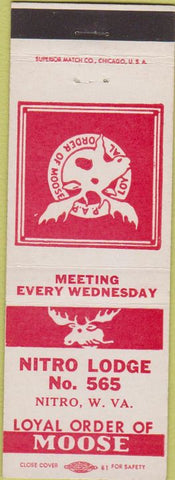 Matchbook Cover - Matchbook Cover Moose Lodge Nitro WV