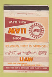 Matchbook Cover - United Auto Workers Union 40 Strike