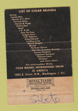 Matchbook Cover - Union Cigar Makers Washington DC 40 Strike