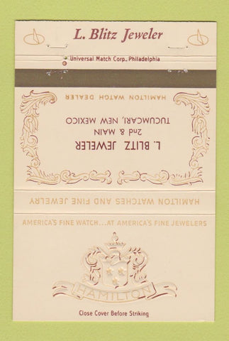 Matchbook Cover - Hamilton Watches L Blitz Tucumcari NM jewelry 40 Strike