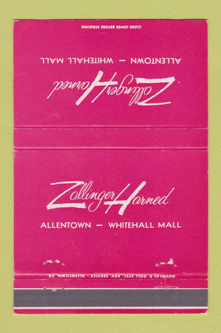 Matchbook Cover - Zollinger Harned Allentown PA 40 Strike