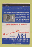 Matchbook Cover - AK1 Air Circuit Breakers GE Schenectady NY 40 Strike