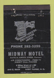 Matchbook Cover - Midway Motel West Fargo ND WEAR 40 Strike