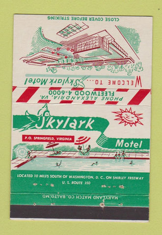 Matchbook Cover - Skylark Motel Alexandria VA 40 Strike