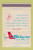 Matchbook Cover - Skyview Terrace Billings MT airport 40 Strike