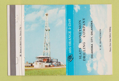 Matchbook Cover - Slats Honeymon Drilling oil Oklahoma City OK 40 Strike