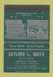 Matchbook Cover - Gaylord Smith Builder Grand Rapids MI 40 Strike