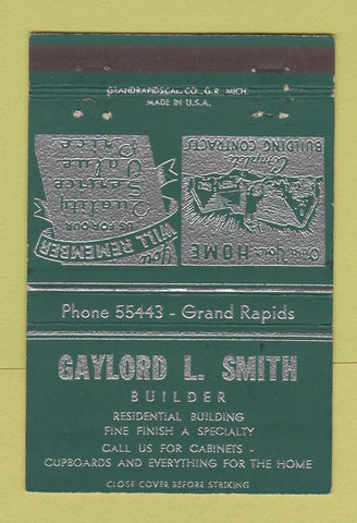 Matchbook Cover - Gaylord Smith Builder Grand Rapids MI 40 Strike