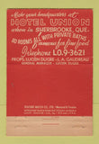 Matchbook Cover - Hotel Union Shrebrooke QC 22 Strike Feature