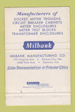 Matchbook Cover - Milbank Socket Meters Kansas City MO  40 Strike