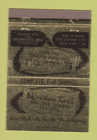Matchbook Cover - Merchants Fur Detroit MI girlie  40 Strike