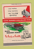Matchbook Cover - Turbotville Block Masonry Homes PA 40 Strike