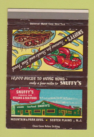 Matchbook Cover - Snuffy's Restaurant Scotch Plains NJ 40 Strike