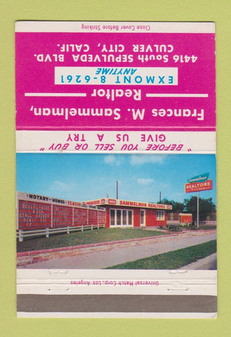 Matchbook Cover - Franes Sammelman Real Estate Culver City CA 40 Strike