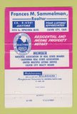 Matchbook Cover - Franes Sammelman Real Estate Culver City CA 40 Strike