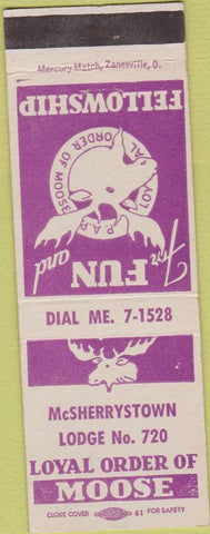 Matchbook Cover - Matchbook Cover Moose Lodge McSherrystown PA