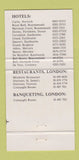 Matchbook Cover - De Vere Hotels London UK England 30 Strike