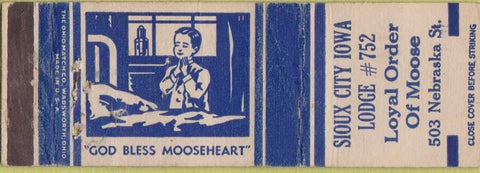 Matchbook Cover - Matchbook Cover Moose Lodge Sioux City IA
