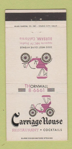 Matchbook Cover - Carriage House Restaurant Burbank CA 30 Strike