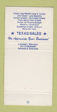 Matchbook Cover - Texas Sales Cars Fort Worth TX 30 Strike