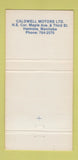 Matchbook Cover - GM Service Caldwell Motors Hamiota MB 30 Strike