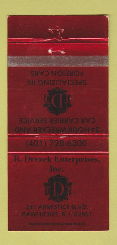 Matchbook Cover - Drezek Enterprises Pawtucket RI cars 30 Strike