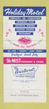 Matchbook Cover - Holiday Motel Mist Restaurant 30 Strike