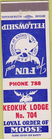 Matchbook Cover - Matchbook Cover Moose Lodge Keokuk IA