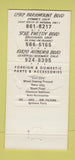 Matchbook Cover - Nu 5 Auto Supply Cerritos Norwalk Downey CA 30 Strike
