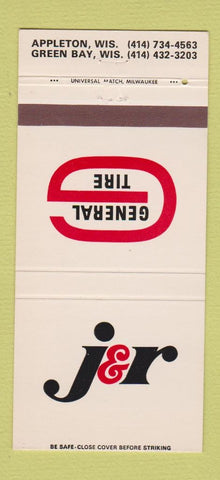Matchbook Cover - J&R General Tire Appleton Green Bay WI 30 Strike