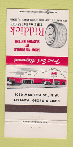 Matchbook Cover - Riddick Tire Sales Atlanta GA 30 Strike
