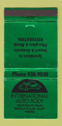 Matchbook Cover - International Auto Body Walnut Creek CA GREEN 30 Strike