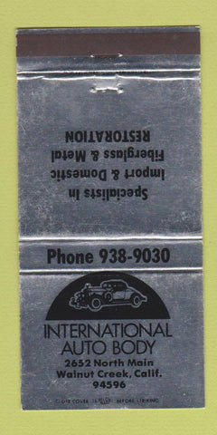 Matchbook Cover - International Auto Body Walnut Creek CA SILVER 30 Strike