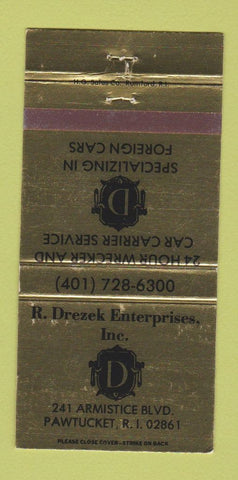 Matchbook Cover - Drezek Enterprises Pawtucket RI cars GOLD 30 Strike