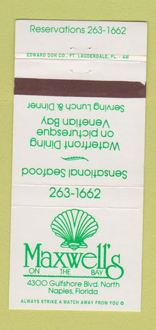 Matchbook Cover - Maxwell's on the Bay Naples FL restaurant 30 Strike