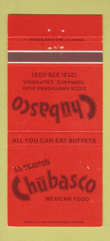 Matchbook Cover - Chubasco El Torito's Mexican Torrance CA 30 Strike