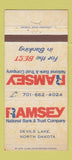 Matchbook Cover - Ramsey National Bank Trust Devils Lake ND 30 Strike