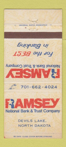 Matchbook Cover - Ramsey National Bank Trust Devils Lake ND 30 Strike