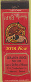 Matchbook Cover - Matchbook Cover Moose Lodge Lebanon PA