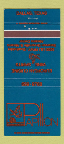 Matchbook Cover - Papillon Restaurant Dallas TX 30 Strike