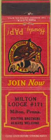 Matchbook Cover - Matchbook Cover Moose Lodge Milton PA