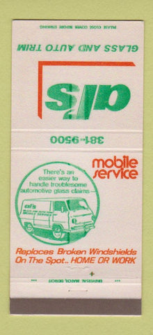 Matchbook Cover - Al's Auto Glass Trim Wayne Commerce MI 30 Strike