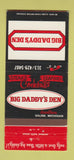 Matchbook Cover - Big Daddy's Den Saline MI 30 Strike