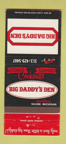 Matchbook Cover - Big Daddy's Den Saline MI 30 Strike