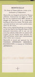 Matchbook Cover Monticello Thomas Jefferson Charlottesville VA SAMPLE 30 Strike