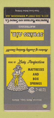 Matchbook Cover - Spring Air Mattresses Birmingham AL girlie SAMPLE 30 Strike
